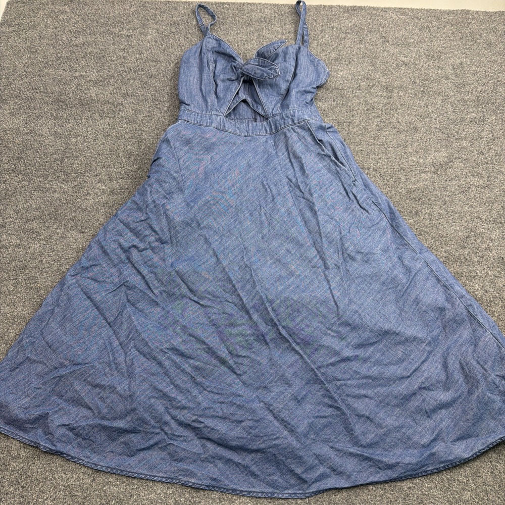 Abercrombie And Fitch‎ Women's Knot Front Denim Dress 00 Blue